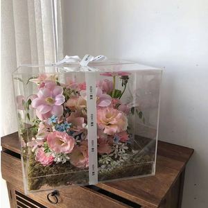 Wholesale Waterproof Clear Acrylic Flower <b>Gift</b> <b>Box</b> with Lid - Display Case for Fresh/Preserved Roses Bouquets Wedding - Product Image 3