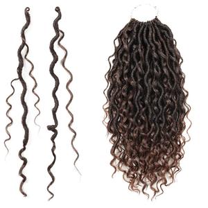 Nouvelles mèches Goddess Locs au crochet, style Boho River, 18 pouces, aspect naturel, <span class=keywords><strong>cheveux</strong></span> synthétiques avec boucles, ombré brun - Product Image 3