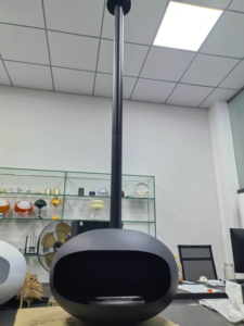 Cheminée d'intérieur moderne en acier autoportante à bioéthanol, <span class=keywords><strong>feu</strong></span> réel, finition noire/blanche, décorative pour appartement et salon - Product Image 6