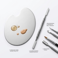 Palette à ongles en acier inoxydable, ensemble de manucure et pédicure, kit d'outils pour cuticules en métal portable avec boîte cadeau
