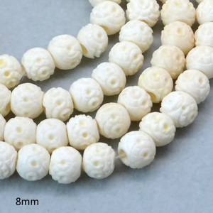 Groothandel handgesneden cirkelpatroon ronde natuurlijke beenkralen voor het maken van mode-sieraden - Product Image 3