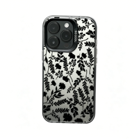 Coque de téléphone IMD de luxe couleur floral ombre foncée argentée, antichoc, rigide, pour iPhone 16 15 Pro Max, mode féminine