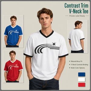 เสื้อยืดคอวีทรงโอเวอร์ไซส์ผ้าคอตตอนหนานุ่มทรงบ็อกซี่ พิมพ์ลายกราฟิก สตรีทแวร์ สกรีนโลโก้ตามสั่ง แบรนด์ส่วนตัว เสื้อยืดผู้ชาย - Product Image 1
