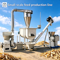 Machine à fabriquer des aliments pour animaux de ferme en acier inoxydable électrique 1-2t/h, ligne complète de production de granulés d'aliments pour animaux, utilisation agricole