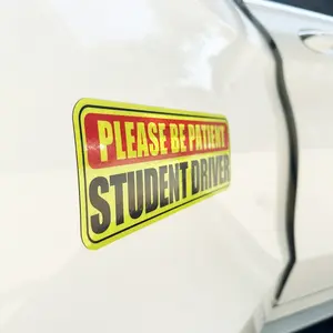 Segurança Móvel Reutilizável Seja Paciente Aviso Amarelo Vermelho Prata Estudante Reflexivo Novo Motorista Ímã Do Sinal Do Carro Adesivo para Carro