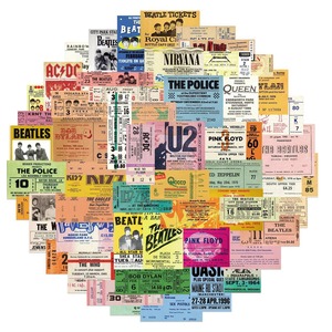 55 Pegatinas Vintage de Banda de Rock, Pegatinas Adhesivas de Papel con Diseño Retro de Música para Motocicleta, Cuaderno, Guitarra, Botella - Product Image 1