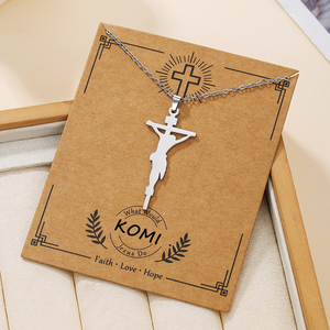 KOMI 18K 골드 도금 스테인레스 스틸 예수 십자가 목걸이 남성용 신앙 십자가 펜던트 체인 초커 목걸이 보석 - Product Image 6