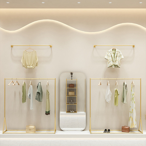 Estante de exhibición de ropa de secado de Metal dorado moderno, estantes de exhibición de ropa de alta resistencia para tienda - Product Image 2