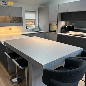 Gabinete de Cocina Modular Moderno <span class=keywords><strong>en</strong></span> Forma de U, Color Gris Piedra, de MDF, con Encimera de Cuarzo Artificial y Acero Inoxidable, para Apartamento - Product Image 5