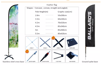 Drapeau en fibre de verre en aluminium personnalisé résistant aux intempéries avec piquet de sol Promotion extérieure bannière en plumes de base en X Cross