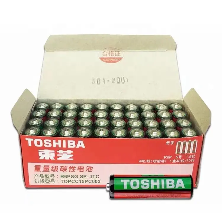 TOSHIBA מפעל מחיר 150 דקות נומינלי קיבולת פחמן אבץ 1.5V NO.5 AA יבש סוללה ראשית