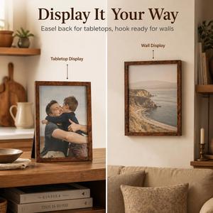SESEAT <b>8x10</b> Brown MDF <b>Photo</b> <b>Frame</b> Set of 6 5x7 & <b>8x10</b> Sizes With/Without Mat Tabletop/Wall Mount - Product Image 2