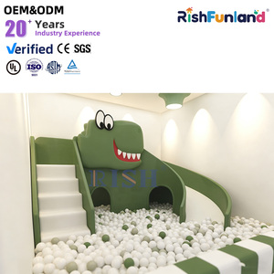 Parc d'attractions pour enfants sur le thème du crocodile, toboggan, piscine à balles, équipement de terrain de jeux pour enfants, intérieur, pour les tout-petits, garderie, école maternelle - Product Image 1