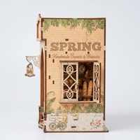 Kit de maison de boulangerie miniature Hamaileon à construire soi-même avec lumières LED, modèle de puzzle 3D en bois, maison de poupée, scène de village printanier, cadeau artisanal