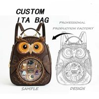 Sac à dos mini Ita Bolsa personnalisé en cuir PU avec fenêtre transparente pour affichage de badges, idéal pour le cosplay anime, sac à bandoulière pour filles - Vente en gros