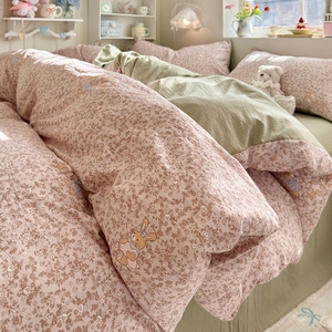 Hot Sale Cheap Price 100% Polyester OEKO-TEX Certified <strong>Small</strong> Floral <strong>Double</strong>-layer Gauze 4-Piece <strong>Duvet</strong> <strong>Cover</strong> Flat Sheet Set for - Product Image 4