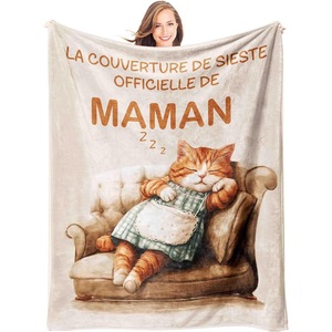 Gray Cat Sleeping Sofa Flannel <b>Blanket</b> Throw <b>Blanket</b> Nap <b>Blanket</b> Cozy <b>Warm</b> Super Soft for Home Office Nap Custom Print - Product Image 5