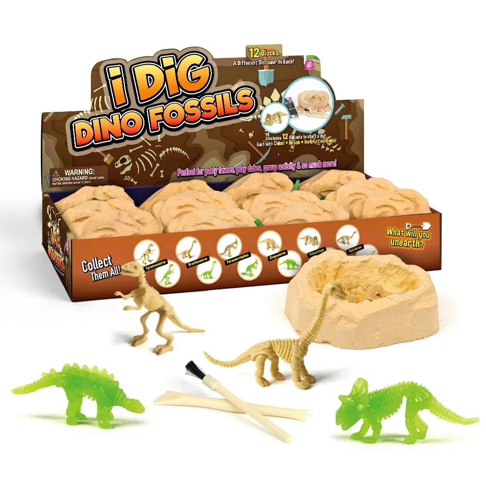 مجموعة ألعاب تعليمية للأطفال, ألعاب تعليمية للأطفال ، ألعاب تنقيب احجار ، نماذج ديناصور صغيرة ، مجموعة حفريات