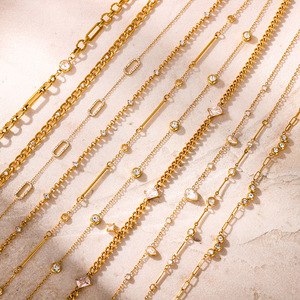 <b>Titanium</b> Steel Zircon Necklace Geometric Design Everyday Wear Unisex <b>Chain</b> Jewelry - Product Image 3