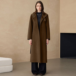 Manteau long double face en cachemire et laine pour femme, style Hepburn, avec détails perlés, doublure polaire et fermeture éclair - Collection Hiver 2025 Commuter - Product Image 2