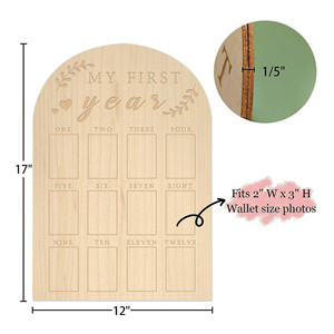 Marco de Fotos de Madera de Paulownia para Mi Primer Año, Decoración de Pared para Bebés, Forma Personalizada Vertical - Product Image 2