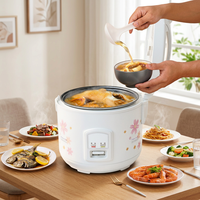 Penanak Nasi Mini Listrik dengan Panci Dalam dari Paduan Aluminium, Tombol Sakelar Model Klasik, Portabel untuk Penggunaan Rumah Tangga & Mobil, Kapasitas 1.5L