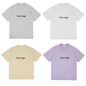 T-shirt décontracté à manches courtes en coton épais avec logo personnalisé, col ras du cou, couleur unie, pour homme, marque de mode - Product Image 1