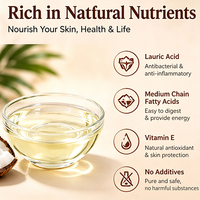 Huile de coco pure naturelle extra raffinée pressée à froid, idéale pour renforcer les cheveux, hydrater la peau et l'application quotidienne comestible