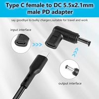 Adaptateur USB 3.1 Type C Femelle vers DC Mâle DAJIANG OEM, coudé à 90 degrés, avec émulateur de charge PD pour Ordinateur Portable/Routeur/Batterie Externe