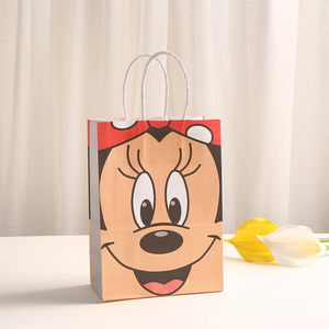 Kraft Kağıt Çanta Karikatür Fare Baskılı Kurdele Aksesuarları Giyim Partileri Yiyecek Mısır Saklama Hediye Vermek İçin Diwali Paskalya - Product Image 5