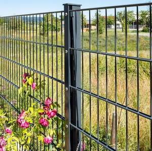Modern Style Carbon Steel Fence Panel 6 Feet Powder Coated Outdoor Durable Rectangle <b>Privacy</b> <b>Screen</b> Double Wire Mesh Fencing - Product Image 4