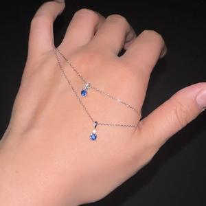 Exquisito Collar de Plata Pura S925 para Mujer, Colgante de Copo de Nieve Azul de Ensueño, Diseño Japonés de Alta Gama, Zirconia, Dulce y Delicado - Product Image 1