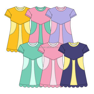 Vestito Sportivo da Yoga per Ragazze a Maniche Corte con Orlo Ondulato, Color Block, Pantaloncini Integrati, Personalizzabile in Piccole Serie - Product Image 2