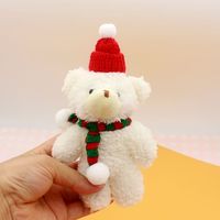 12cm Mini peluche poupée ours en peluche porte-clés en peluche mignon noël ours en peluche porte-clés chapeau écharpe nouvel an cadeau cadeau de noël