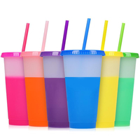 Offres Spéciales personnalisé 24Oz 680Ml réutilisable eau tasses à café glace froide couleur changeante en plastique voyage voiture tasses avec couvercles et pailles