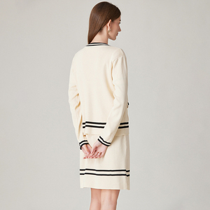 Primavera tinta unita in maglia <span class=keywords><strong>sexy</strong></span> abito abito sottile due pezzi in maglia <span class=keywords><strong>cardigan</strong></span> con abito due pezzi set da donna - Product Image 4