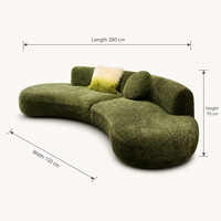 Ensemble de canapés modulaires en chenille courbés en forme de croissant de lune, avec double chaise longue, structure en bois de marron, mousse haute densité, pour salon d'appartement
