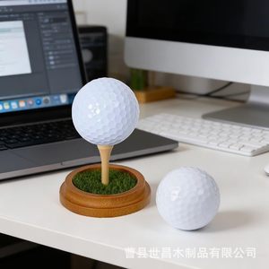 Support créatif en bois pour balles de golf, commerce électronique transfrontalier, décoration de bureau et de maison, base en bambou. - Product Image 3
