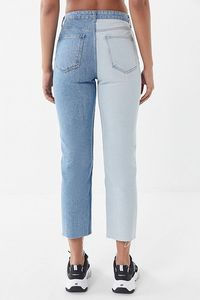 Jeans de Mezclilla de Alta Calidad para Mujer, Cintura Alta, Corte Recto, Dos Tonos, Pantalones Casuales para Damas - Product Image 3