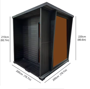 Vente flash : Sauna carré extérieur noir pour 4-6 personnes, en cèdre et en hemlock, avec poêle électrique 6 kW et pierres de sauna - Product Image 3