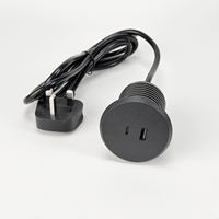 Enchufe de Escritorio Empotrado Redondo Profesional con Carga Rápida PD de 20W y Enchufe UK/EU/US para Oficina, Sala de Reuniones y Hospital OEM