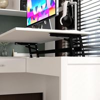 Bureau d'ordinateur avec tiroirs Bureau d'angle Grand rangement avec étagère Facile