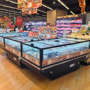 Congélateur coffre commercial pour supermarché, avec vitrine d'îlot et porte coulissante en verre sur le dessus - Product Image 4