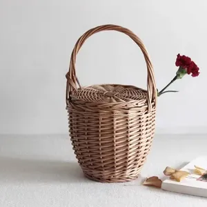 Panier de fleurs en rotin et osier écologique panier de fille de fleur de mariage panier de vêtements quotidiens pour dames