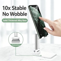 Support de téléphone portable et tablette de bureau portable, flexible, réglable en hauteur, à fixation plate, pliable et rétractable pour table
