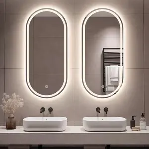Boog Ovale Badkamer Anti Fog Slimme Spiegel Verlichte Led Make-Upspiegel Voor Hotel Badkamer Project