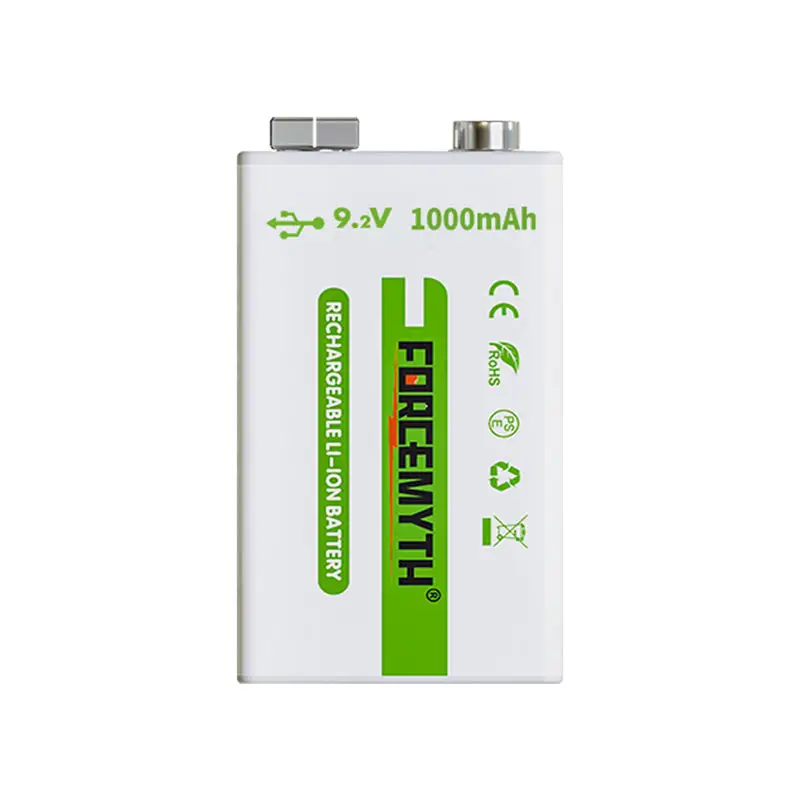 Forcemy 9-V-Batterien USB-vorgeladene 9-Volt-Akkus 4 Anzahl für Rauchmelder