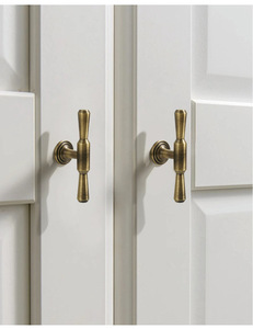 Poignée de meuble en laiton brossé, bouton de tiroir, poignée ronde vintage pour commode, quincaillerie pour cuisine et armoire - Product Image 2