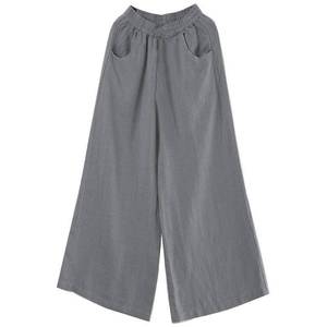 <span class=keywords><strong>Pantaloni</strong></span> da donna in cotone e <span class=keywords><strong>lino</strong></span> letterario primavera ed estate <span class=keywords><strong>pantaloni</strong></span> larghi a vita alta lunghi fino al pavimento - Product Image 1