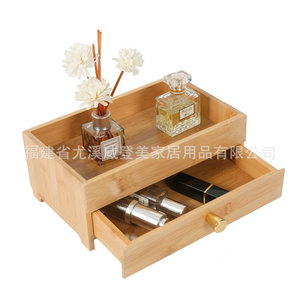 <b>Pull</b>-<b>out</b> bamboo <b>storage</b> box, simple small desktop jewelry organizer, double-layer <b>drawer</b> <b>storage</b> wooden box, customizable. - Product Image 4